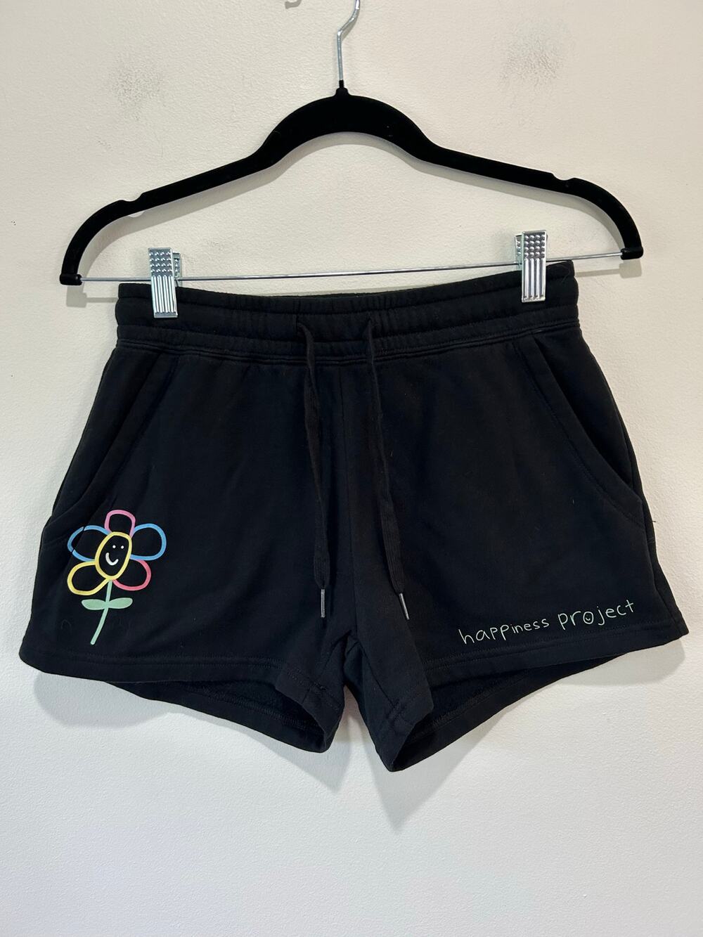 Happiness Project black sweat shorts womens XS